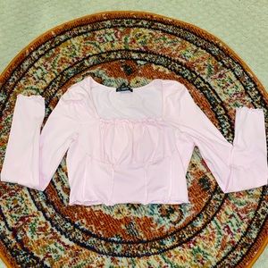 SHEIN baby pink crop top with ruffle details